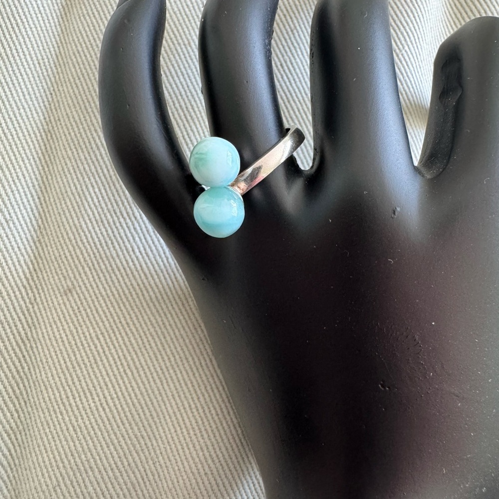 Elegant Silver and Blue Larimar Ring